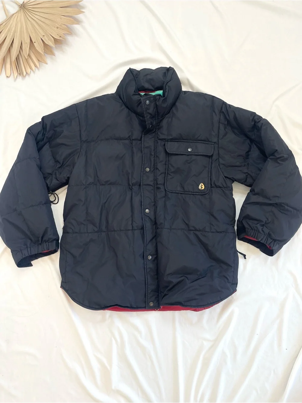 Vintage Burton Snowboards Black Down Filled Quilted Ski Jacket Coat Size Large